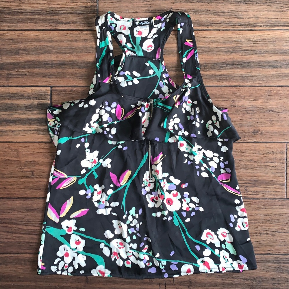NWOT Lily White Zip Front Floral Razor back Tank - Picture 8 of 8